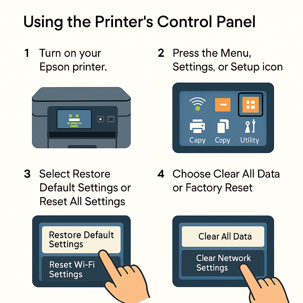 how to reset epson printer to factory settings